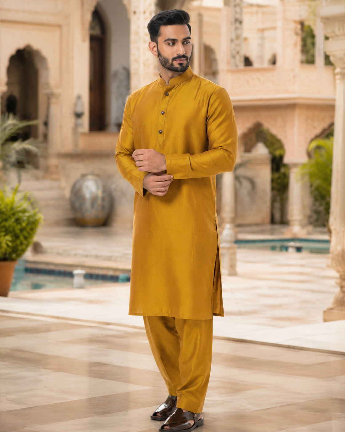 Mustard Men Kurta Pajama Mustard kurta pajama for men