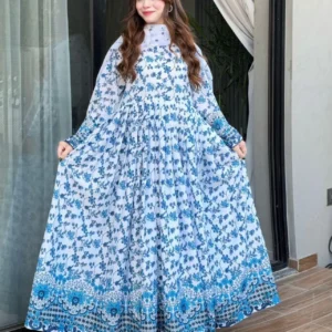 elegant white blue embroidered 3 piece suit